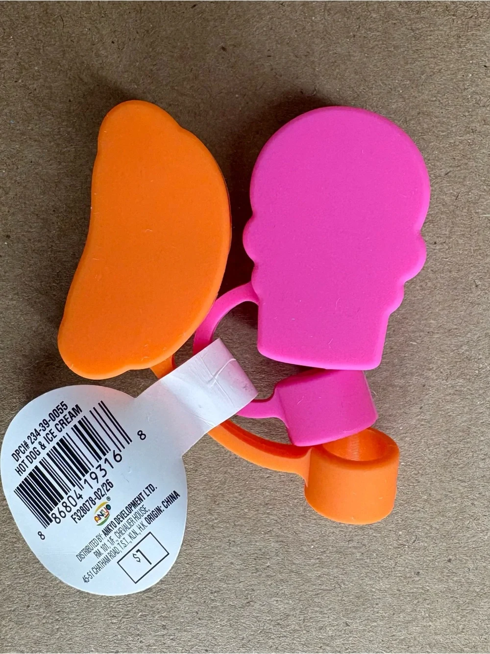 NWT Target Bullseye Spot Set of 2 Straw Toppers Ice Cream and Hot Dog